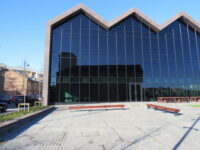 A photo from a recently completed BBS project, titled 'Natural Stone Courtyard Created at New Tombola Head Office, Sunderland'