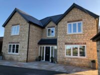 A photo from a recently completed BBS project, titled 'Private House in West Yorkshire uses Hampole Russet Multi Limestone'