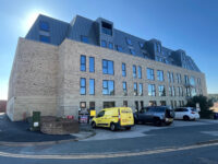 A photo from a recently completed BBS project, titled 'BBS Sandal Buff Multi Sandstone for office development near Harrogate'