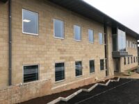 A photo from a recently completed BBS project, titled 'Brand New Offices Take Shape for Scattergood & Johnson Ltd, Leeds'