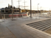 A photo from a recently completed BBS project, titled 'BBS – Supplying Granite for the Govan to Partick Bridge, Glasgow'