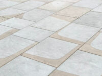 A photo from a recently completed BBS project, titled 'BBS supplies Westfield Yorkstone to enhance the aesthetics of Islington's Highbury Corner public space'