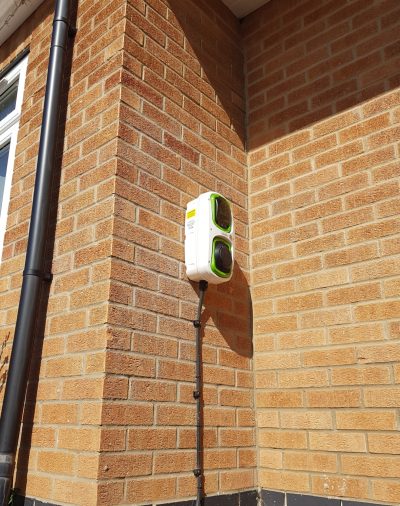 A photo of our EV charger installation at the customer's premises