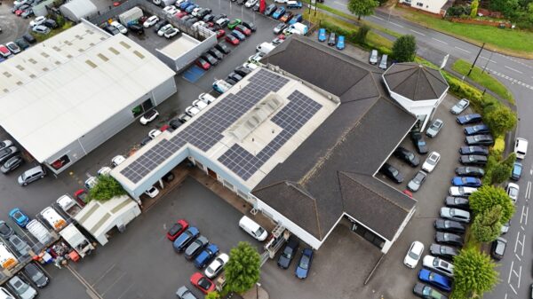 Solar array installation for Cotswold Hereford BMW, Herefordshire example photo