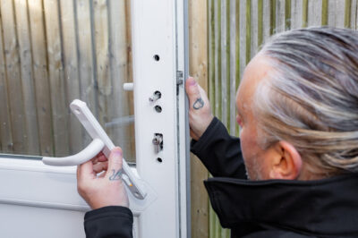 A photo of a Window Doctor door repair in progress