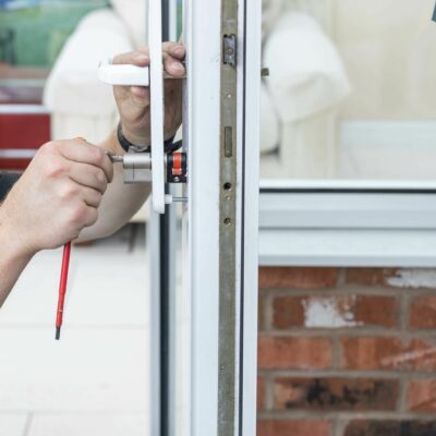 A photo of a Window Doctor door repair in progress